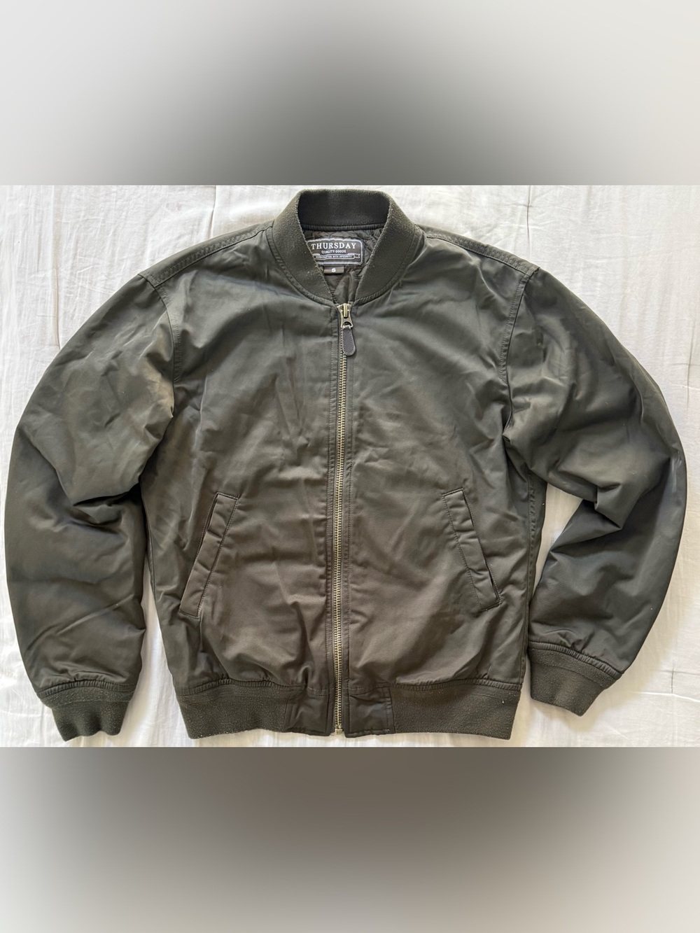 Thursday Boot Co Union Bomber Jacket Olive Quilted Men’s Small
